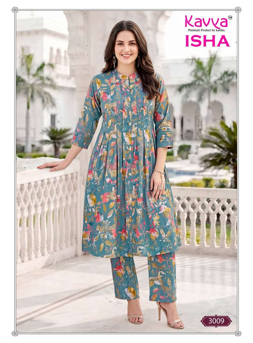 KAVYA ISHA VOL 3 TOP STITCHED PLEATS & CHINESE COLLAR AND POCKET CORD SET DAILY ROUTINE